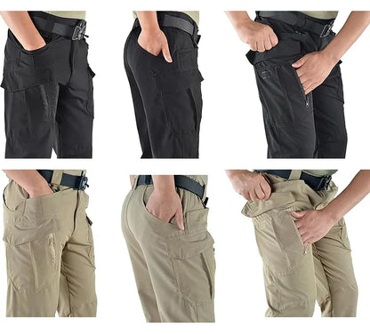 Men's Tactical Cargo Pants Military Style Joggers with Multiple Pockets Outdoor Elastic Waist for Spring Autumn Hiking Camping