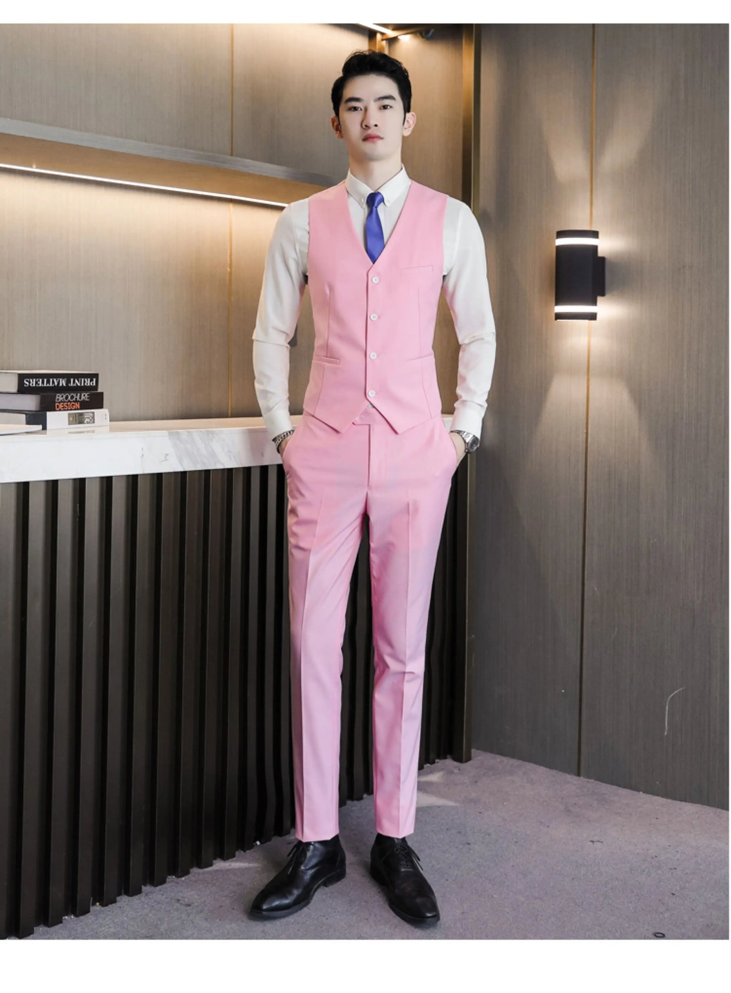 Plus Size 40-29 High Qualitys Men's Solid Color Slim Fit Suit Pants Fashion Business Formal Men Wedding Social Party Trousers