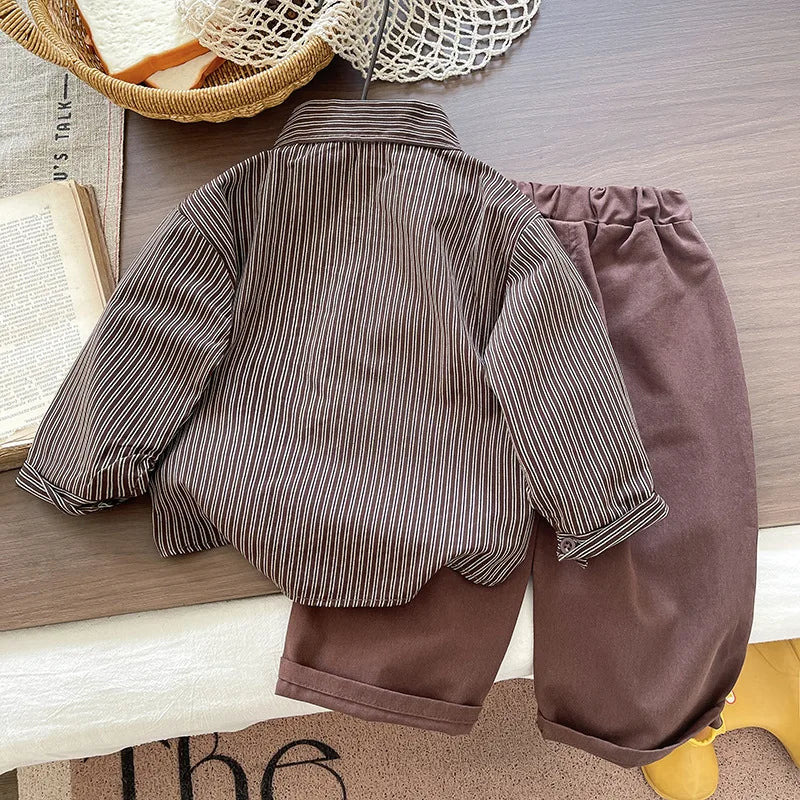 Spring Autumn Baby Boys Clothes Suits Children Long Sleeved Shirt Pants 2Pcs/Sets Infant Striped Casual Costume Kids Tracksuits