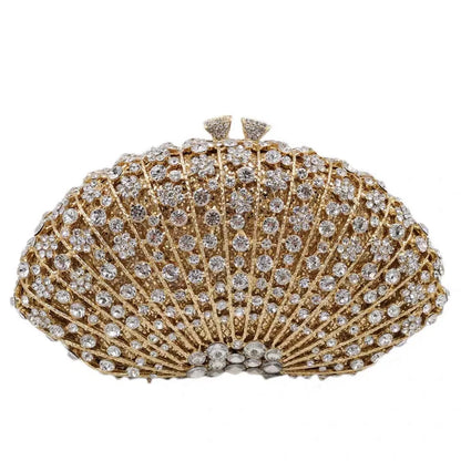 High Quality Elegant Exquisite Fan Shaped Ladies Evening Clutch Bag Banquet Chain Shoulder Bag