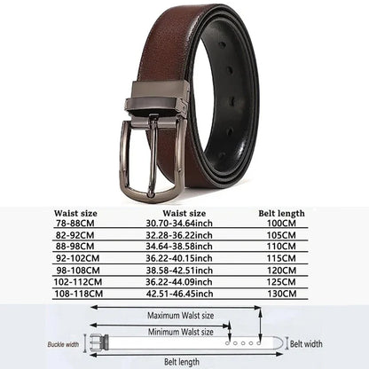 Men Genuine Leather Belt 100cm 110cm 120cm 130cm 140cm 150cm 160cmReversible Buckle Brown and Black Business Dress Belts for Men