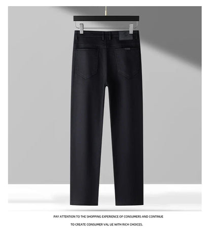 High Quality Lyocell Jeans Men Spring Autumn New Fashion Straight Long Pants Soft Business Brand Classic Stretch Denim Trousers