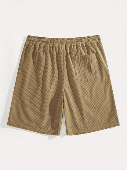 Men's Waffle Texture Shorts Summer Casual Sports Plus Size Loose Fit Knee-Length Shorts Male Oversized Streetwear Beach Pants