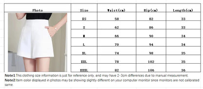 Women Shorts Spring Summer Casual High Waist A-line Shorts Loose Wide Leg Shorts Chic Lady Black White Suit Shorts