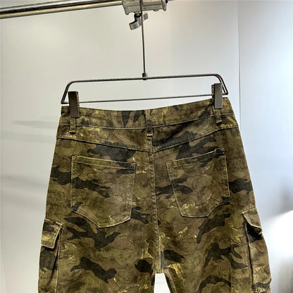 High Quality Vintage Multi-Pocket Camo Cargo Pants Mens Clothing High-End Fabric Tactical Baggy Pants Thick Casual Work Trousers