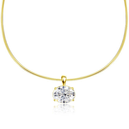 3CT Oval Cut Moissanite Necklace for Women Men Classic Neck Chain 1mm Lab Diamond Pendant 925 Sterling Silver Jewelry