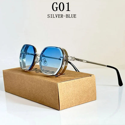 2024 Steampunk Sunglasses For Men Fashionable Square Punk Fashion Glasses Designer Sunglasses Women Trendy Gafas De Sol Hombre