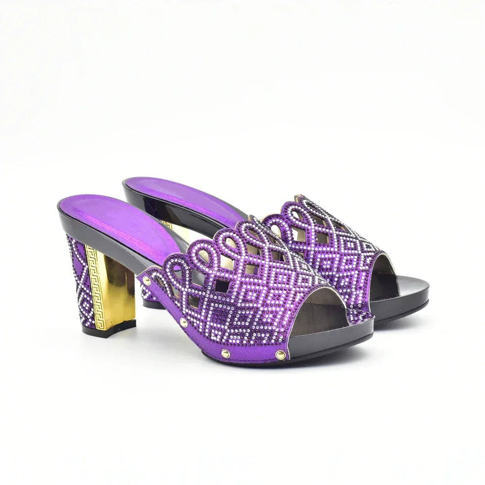 Italian Ladies Shoes and Bags To Match Set Decorated with Rhinestone Plus Size Shoes Women Heel Women Shoes and Bag Set In Italy