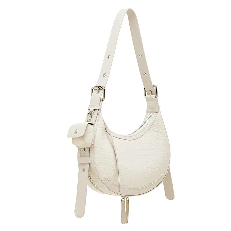 luxury vintage bag women genuine leather half moon bag Shoulder handbags high-end fashion Crossbody bag 2026 new model