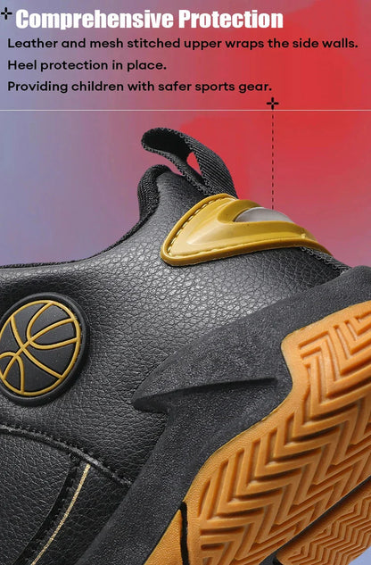 New Children's Casual Sneakers Fashion Black Kids Shoes Basketball Leather Sneakers For Boy Sports Tenis Size 31-40