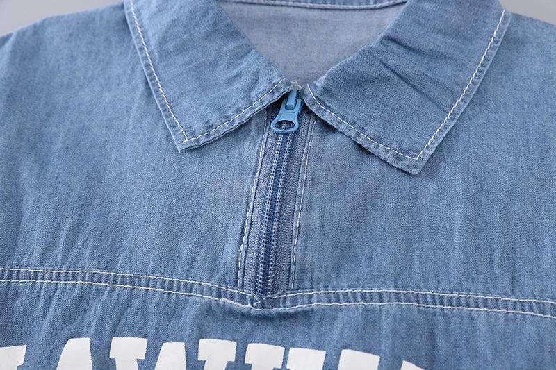 New Summer Boys Denim Clothing Sets Children Fashion Cartoon Lerrer T Shirt Shorts 2pcs Infant Baby Casual Outfits Suits