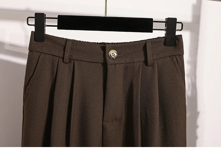Plus Size Pants Woman 2026 Spring Autumn New Arrival High Waist Suit Pants High Quality Korean Style Straight Trousers