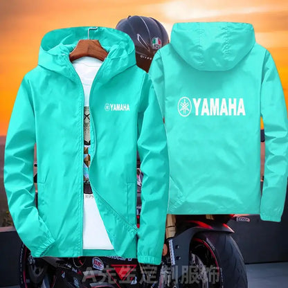 2026customized Yamaha motorcycle trench coat creative and personalized riding thin casual men's and women's zipper hooded jacket