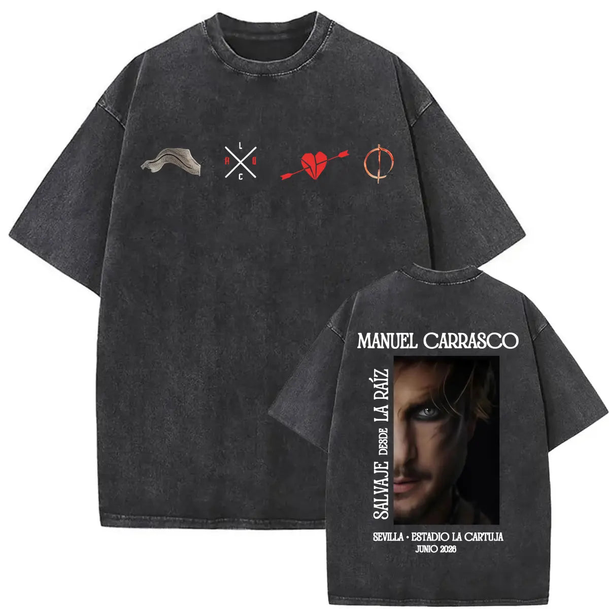 Manuel Carrasco Salvaje Desde Ia Raiz 2026 Vintage Washed T-shirt Men Women Fashion Hip Hop Punk 100% Cotton T Shirts Streetwear