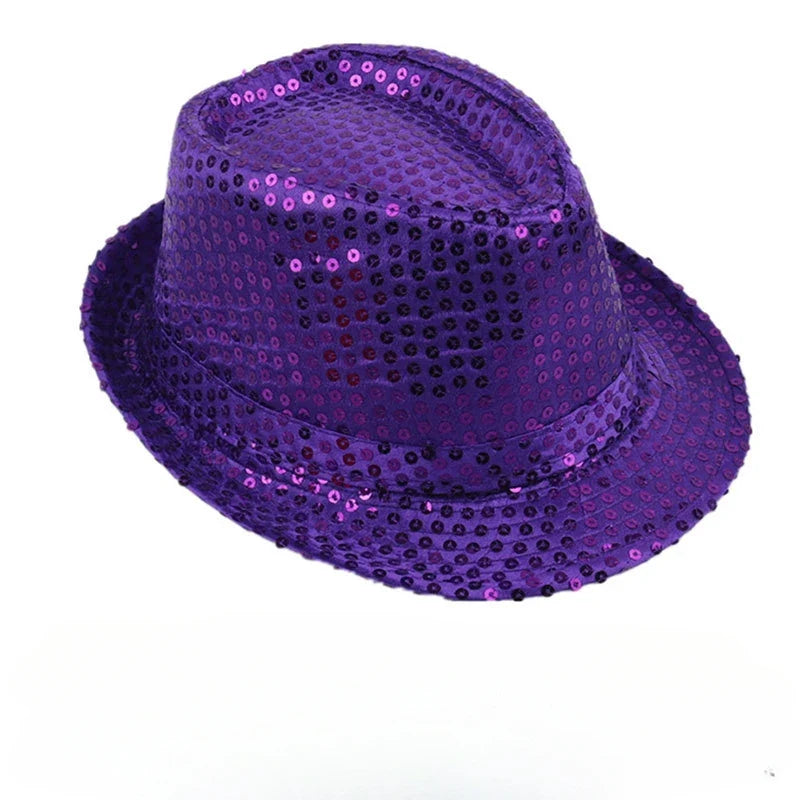 British Top Jazz Hat Bucket Hat Men Women Stage Performance Sequin Hat Shining Christmas Fedoras Party Parent  Hat Hollween