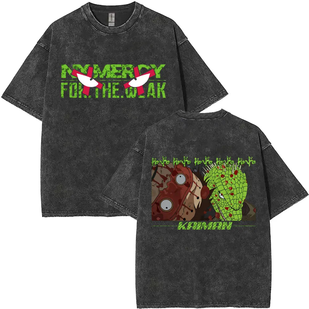 Anime Dorohedoro Kaiman Washed T-Shirt Men's Women Clothing Hip Hop Gothic Y2k T-Shirt Oversized Short Sleeve Cotton Tees Tops