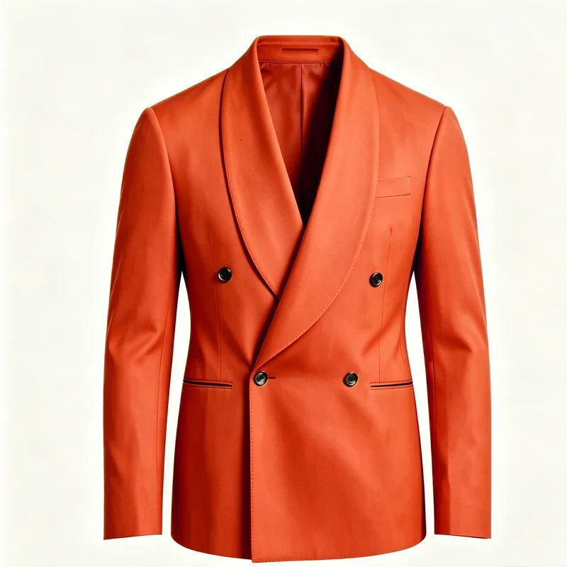 Luxury Men's Summer Blazer Shawl Lapel Slim Fit Double Breasted Suit Jacket Business Casual Wedding Groom Tuxedo Formal Party