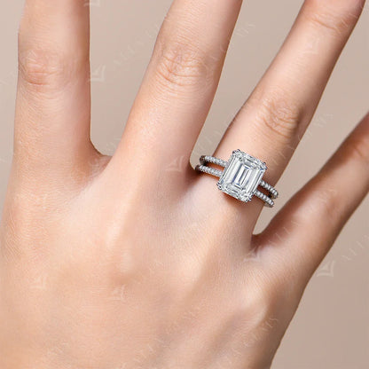 Emerald Cut 5CT Moissanite Diamond Ring for Women Men 11*9mm D VVS1 s925 Silver Wedding Bride Jewelry With Certificate