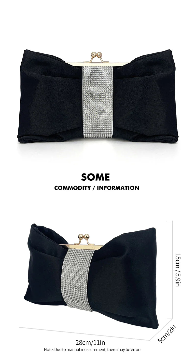 Woman Evening Bag Rhinestone Clutch Crystal Dinner Clutch Wallet Wedding Purse Party Banquet  Black Butterfly