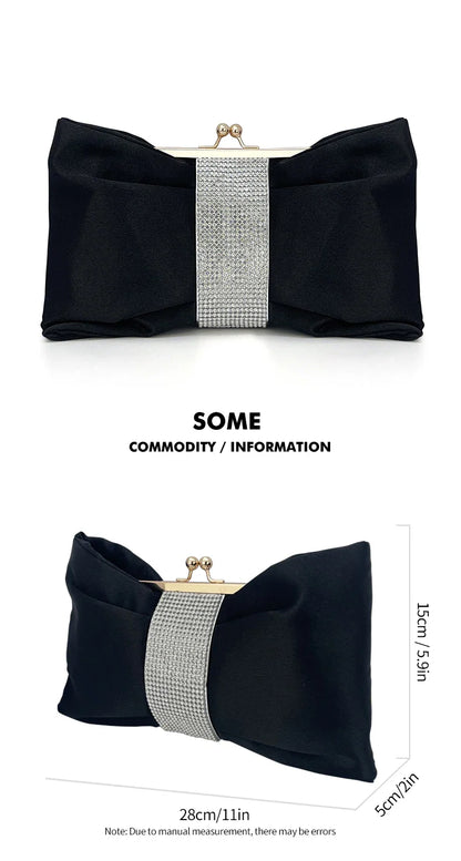 Woman Evening Bag Rhinestone Clutch Crystal Dinner Clutch Wallet Wedding Purse Party Banquet  Black Butterfly