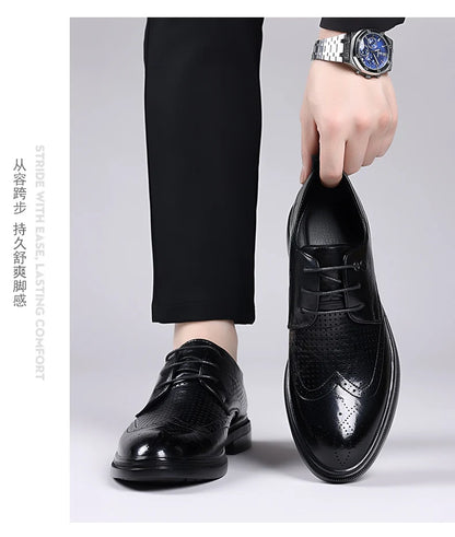Handmade Men's Oxford Shoes designer Brogue Men Leather Shoes Luxury Fashion Wedding Shoe Business Office Men's Shoes Size 38-44