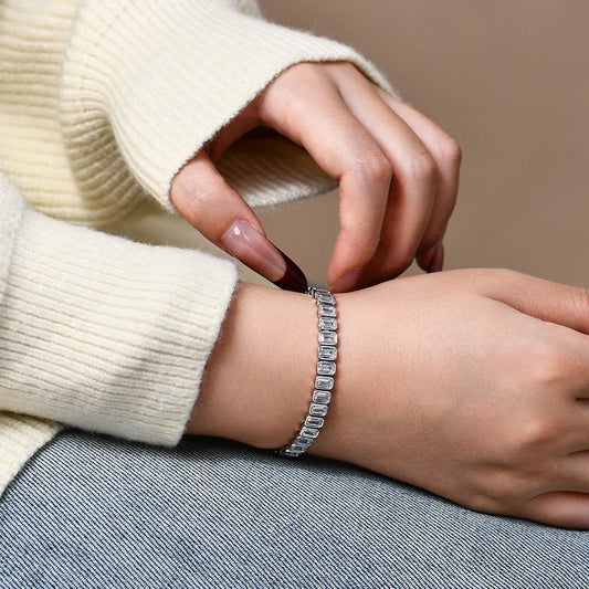 Bracelet de tennis en zircone, taille émeraude 5*3mm, pour femme et homme, en argent sterling S925 plaqué or, cadeau de mariage, bijoux fins, nouveau