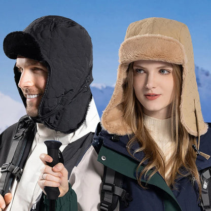 Russian Hat Soft Fur Lined Trapper Earflap Cap Windproof Autumn Winter Hats for Men Women Snow Ski Russian Cap Bomber Hat