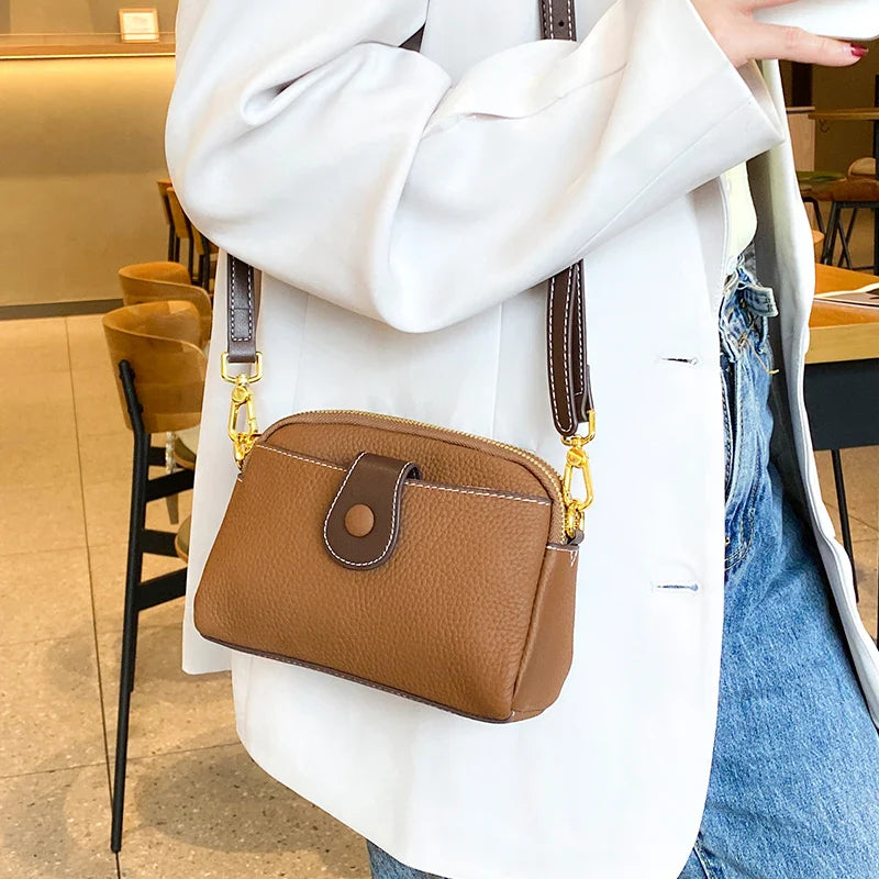 Women's Cowhide Genuine Leather Bag Female Fashion Designer Luxury Handbag Ladies Small Square bag Retro Crossbody Shoulder Bags