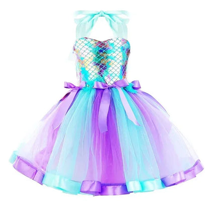 Mermaid Dress Girls Kids Cosplay Dresses Princess Costume Perform Clothes Birthday Party Halloween Clothing
