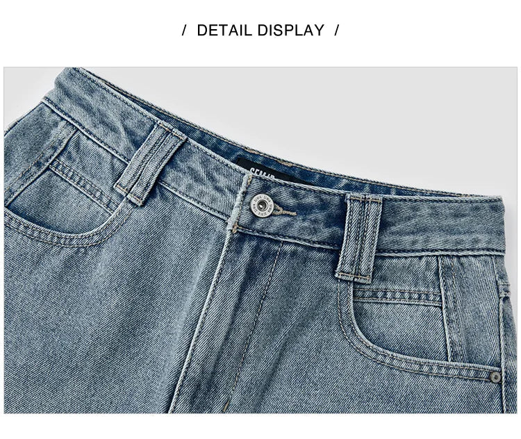 Jeans Women Heightening Pure Cotton Long Trousers Autumn 2024 New Flesh-hiding Wide-leg Trousers