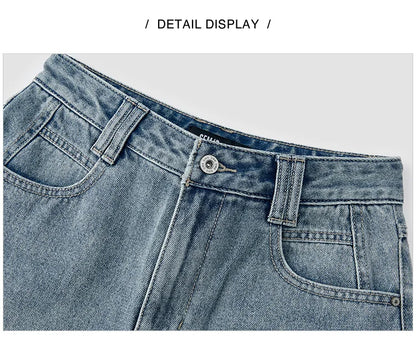 Jeans Women Heightening Pure Cotton Long Trousers Autumn 2024 New Flesh-hiding Wide-leg Trousers
