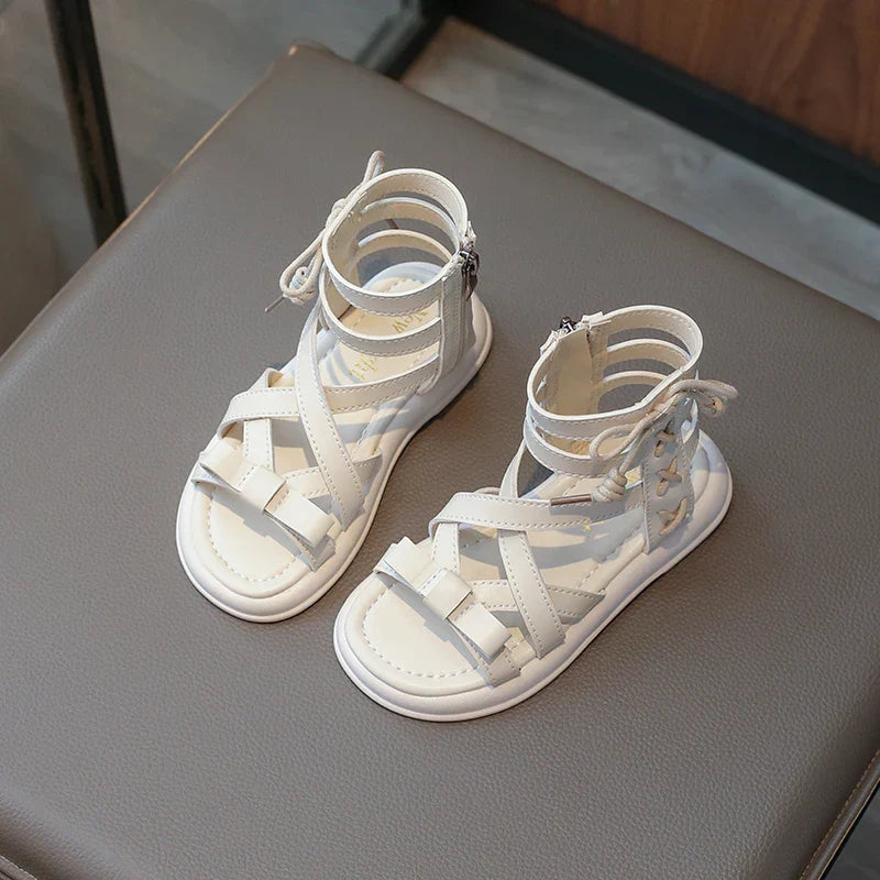 Girls Gladiator Sandals 2025 New Summer Children Fashion Princess High-top Shoes Versatile Kids Causal Beach Holiday Sandals
