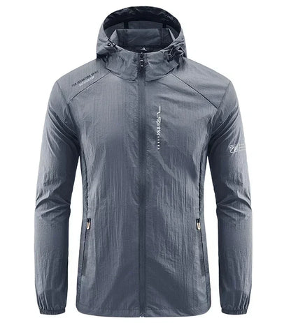 Men's UPF 50+ UV Protection Windbreaker Quick Dry Jacket Outdoor Sun-Protective Thin Hiking Fishing Cycling Hooded Sport Light