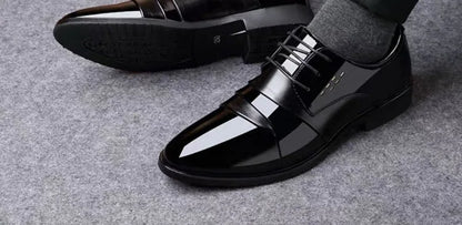 Men's Spring Casual Leather Shoes Business Formal Footwear Fashion Versatile Lace-up Dress Shoes for Youth