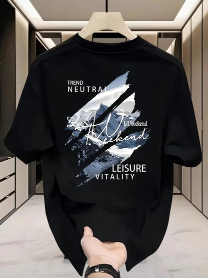 New 100% Cotton Men's T-Shirt With Summer Street Style Pattern Print. Suitable for Casual Combination With Short-Sleeved Tops.