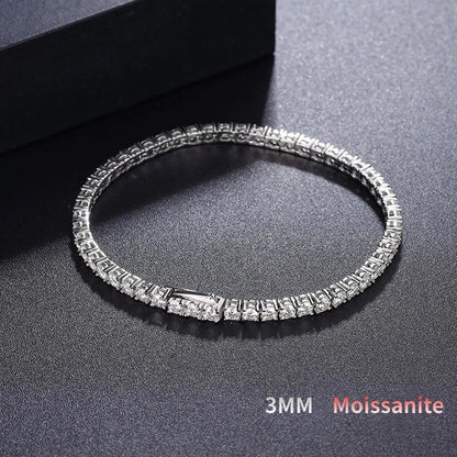 2/2.5/3/4/5mm Full Moissanite Bracelet for Women 100% 925 Sterling Silver Party Fine Jewelry Gift