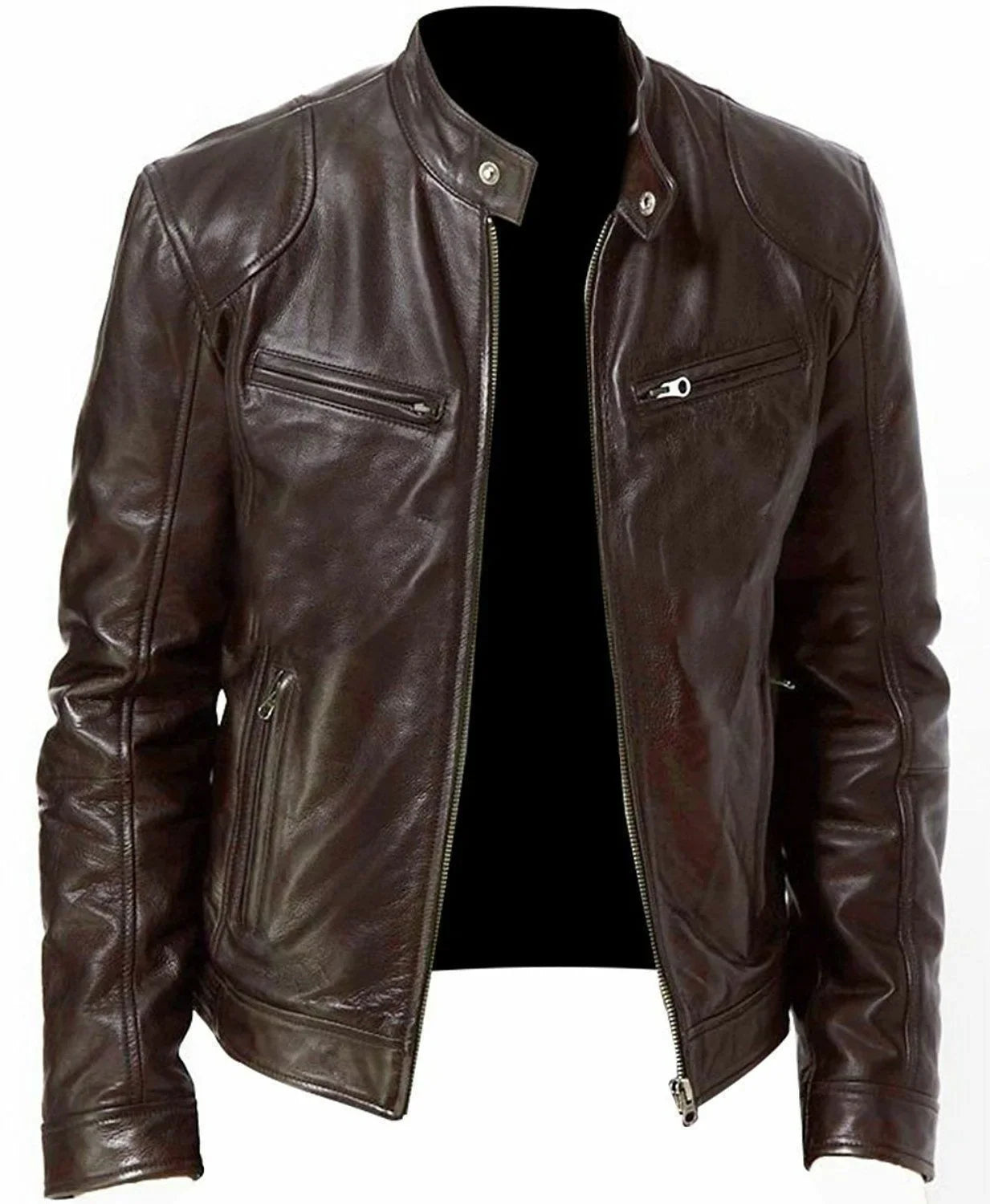 Motorcycle Equipment Men's Pu Leather Motorcycle Jacket Stand-up Collar Casual Leather Jacket Black Moto Racing Riding Jacket