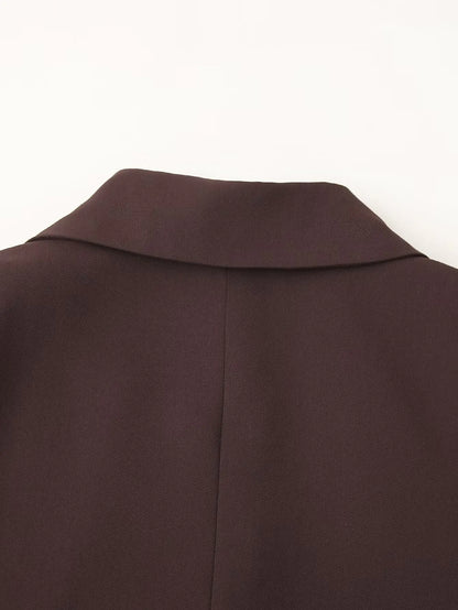 Women Fashion Solid Blazer Lapel Slim Double Breasted Long Suit Coat Female Wild Office Lady Commute Woman Outercoat Top