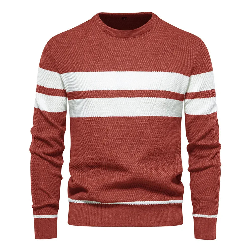 New Autumn Pullover Men's Sweater O-neck Patchwork Long Sleeve Warm Slim Sweaters Men Casual Fashion Sweater Men Clothing