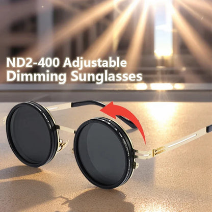 Cycling ND2-400 9 Level Adjustable Dimming Polarized Sunglasses Men Women Fishing Punk Round Glasses Eyeglasses ND Filter