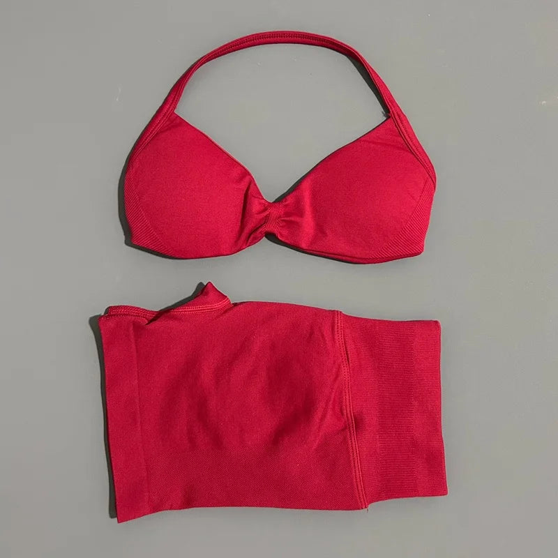 2 Piece Yoga Sets Women  Low Waist Seamless Push Up Bra Scrunch Butt Lift No Digging Comfortable Gym Running Tracksuits