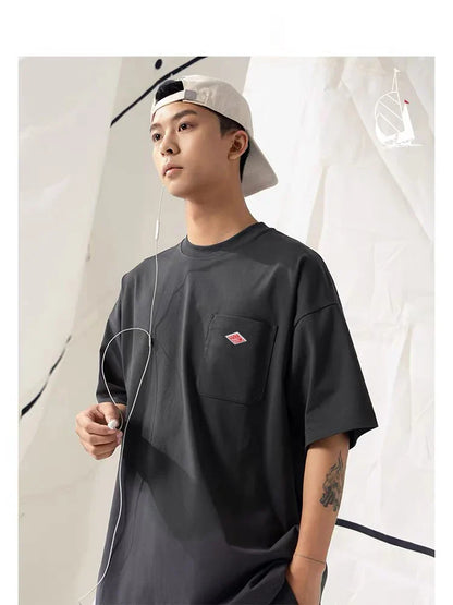 2025 Spring Summer Hot sales Fashion Men Women Pure Cotton Small Icon Embroidery T-Shirt Short Sleeve Tees Simple Solid Pocket