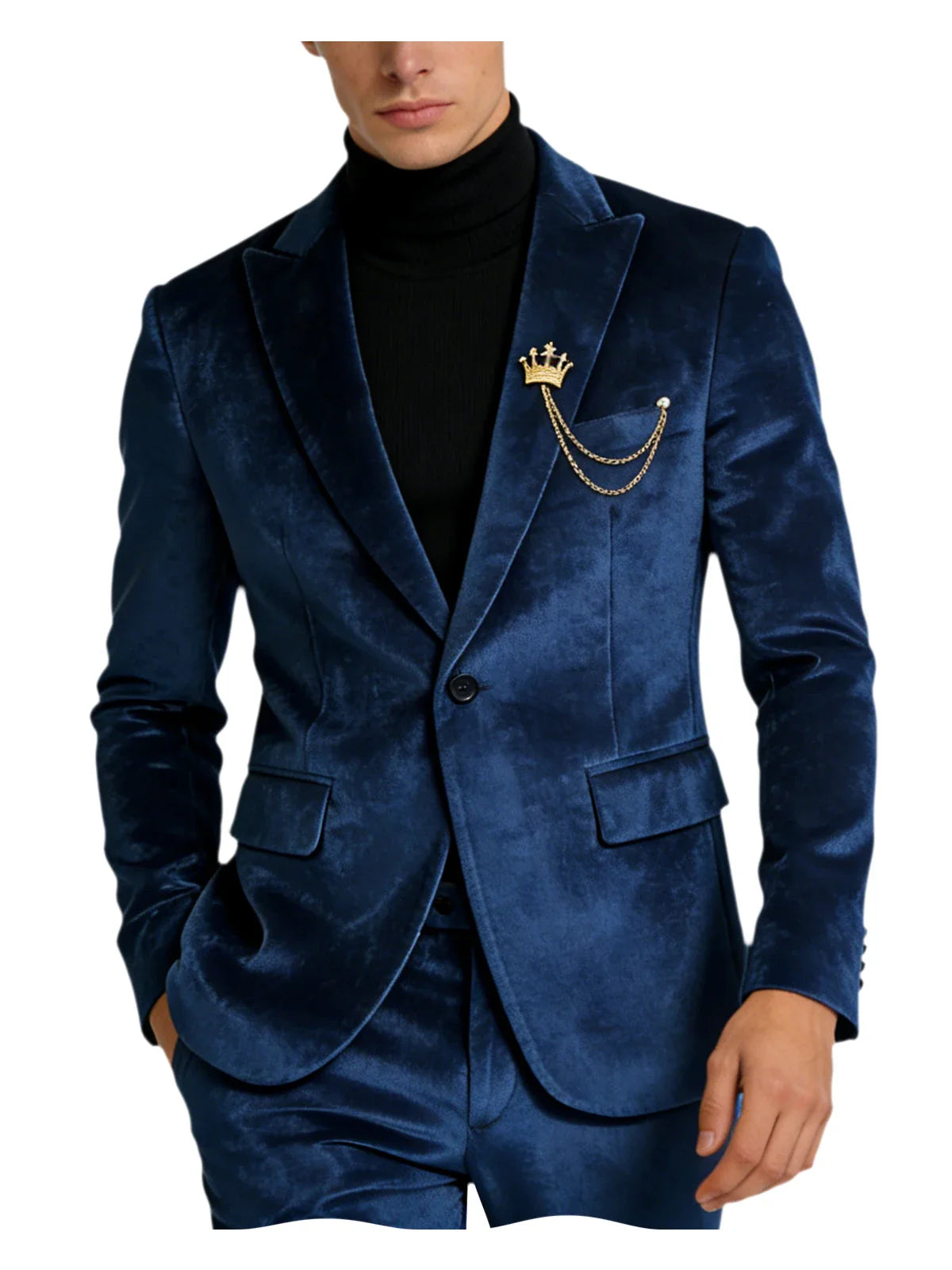 Men's Teal Velvet Blazer 1 Button Single Breasted Slim Fit Formal Wedding Party Suit Jacket
