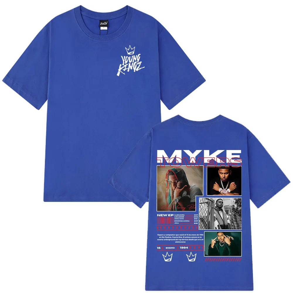 Rapper Myke Towers Graphic T-shirts Men Women Fashion Hip Hop Oversized T Shirt Comfort Cotton Short Sleeve T-shirt Streetwear