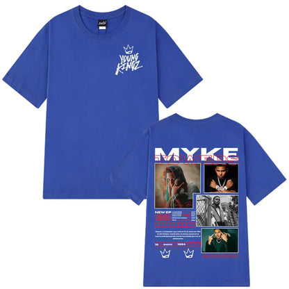 Rapper Myke Towers Graphic T-shirts Men Women Fashion Hip Hop Oversized T Shirt Comfort Cotton Short Sleeve T-shirt Streetwear