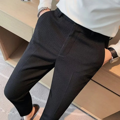 Spring Summer Men's Smart Casual Suit Pants Fashion Slim Fit Solid Color Youthful Vitality Suit Trousers Men Korean Dress Pants