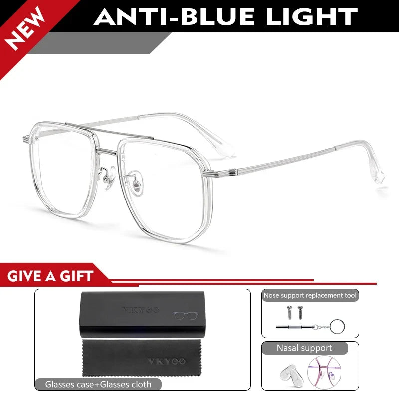 Fashion New Business Men's Large-rimmed Glasses Can Be Customized Prescription Anti-blue Light Glasses Retro Glasses Frame