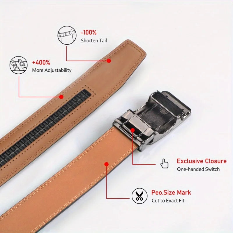 Men's Genuine Cowhide Belt With Automatic Buckle