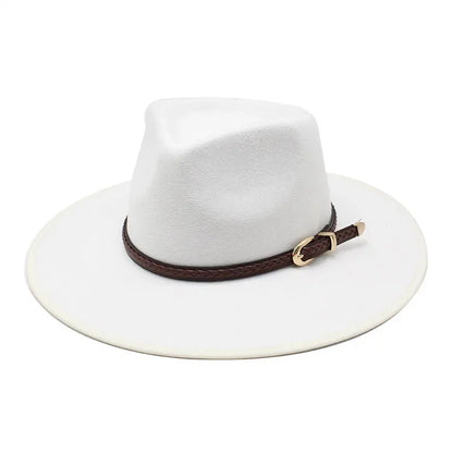2024 Fashion Women Winter Wool Fedora Hat Men Simple Wide Brim Vintage Felt Jazz Hats New Top Trilby Cap