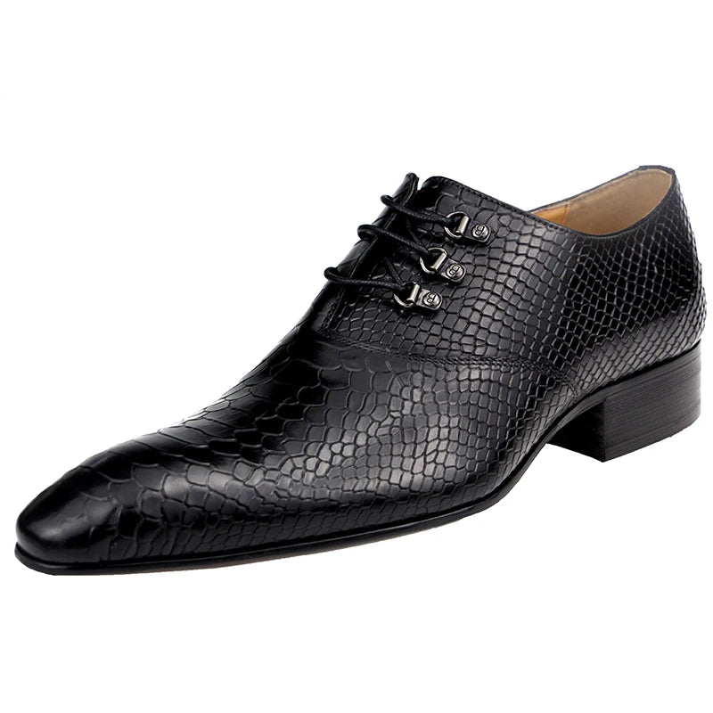 Men's Casual Dress Shoes Classic Oxfords Formal Modern Business Shoes Social Male Wedding Dress Sapato Loafer Serpentine Print